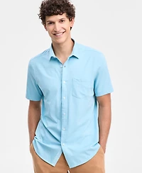 Club Room Men's Pima Cotton Solid Short-Sleeve Button-Up Knit Shirt, Macy's Exclusive
