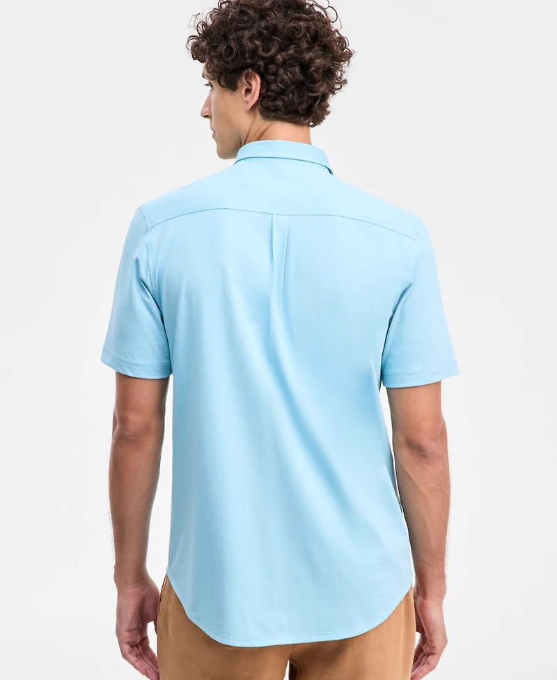 Club Room Men's Pima Cotton Solid Short-Sleeve Button-Up Knit Shirt, Macy's Exclusive