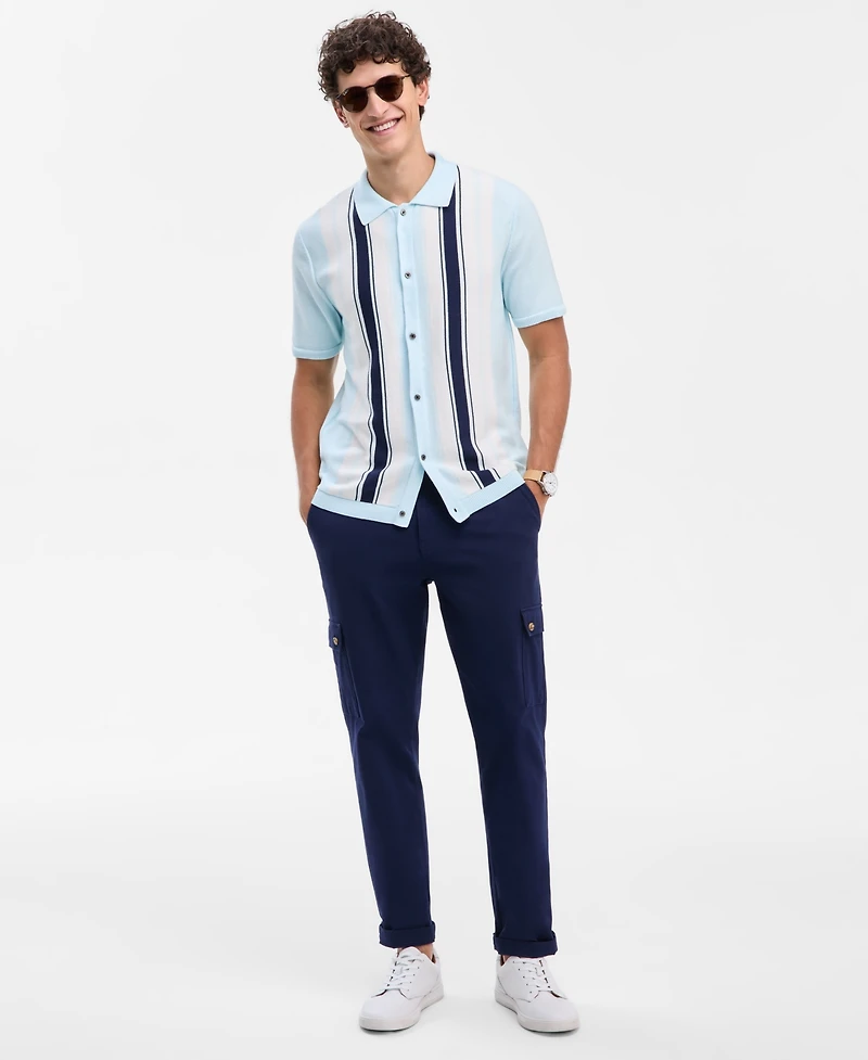 Club Room Men's Cotton Striped Button Polo Sweater, Macy's Exclusive