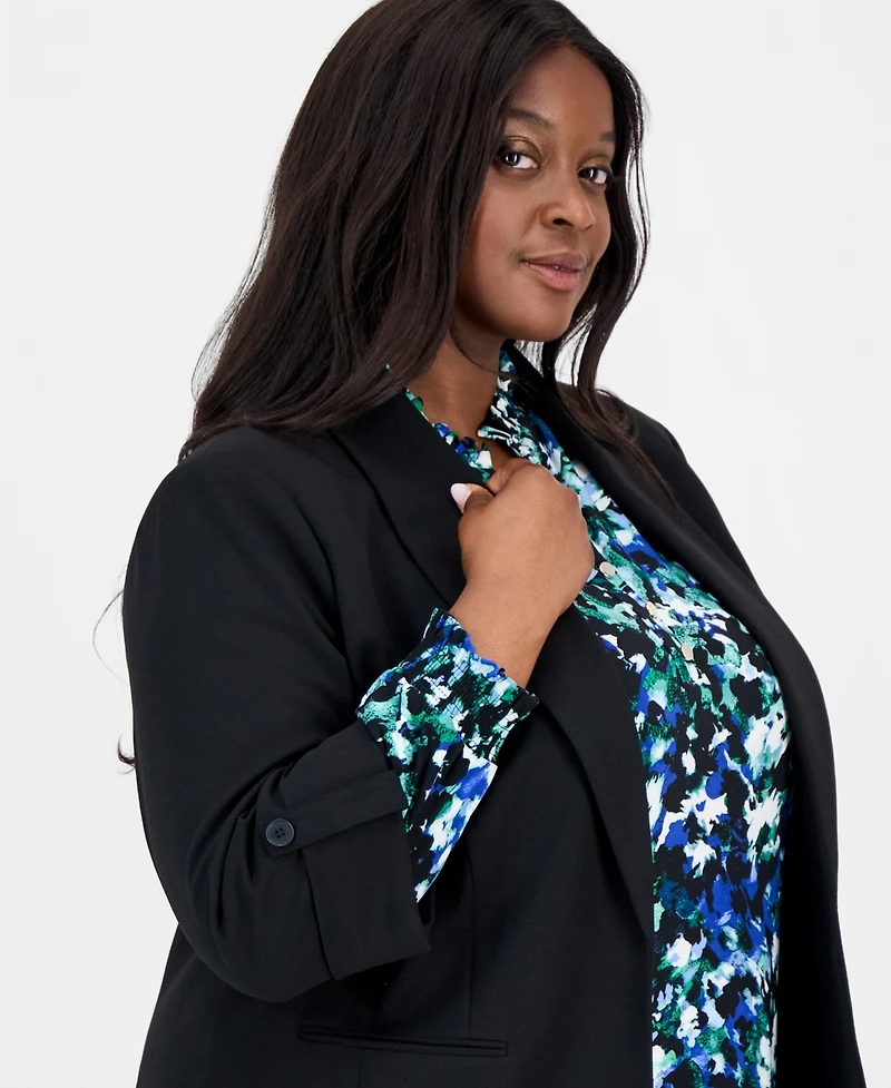 Ak Anne Klein Plus Shawl-Collar 3/4-Sleeve Blazer