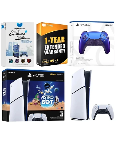 Sony PlayStation 5 Slim Digital PS5 Astro Bot Bundle with Controller, MightySkins Voucher and 1 Year Extended Warranty