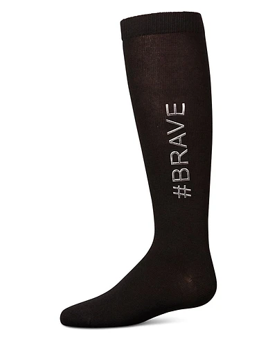 Memoi Girls' #Bebrave Knee High Socks