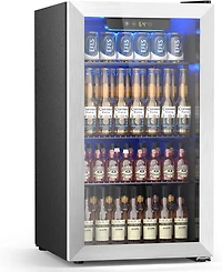 Cowsar 26 Bottle Wine Cooler Refrigerator, Small Freestanding Wine Fridge for Red, White and Champagne, Built-in Wine Cellar with Stainless Steel Glas