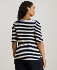 Lauren Ralph Plus Striped Boat Neck T-Shirt