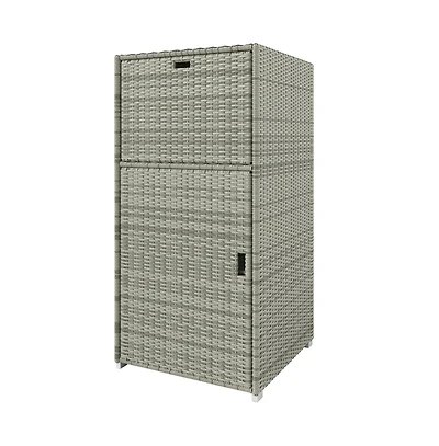 Slickblue Outdoor Towel Rack Cabinet with Storage Shelves and Rolling Wardrobe Locker