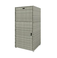 Slickblue Outdoor Towel Rack Cabinet with Storage Shelves and Rolling Wardrobe Locker