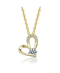 Rachel Glauber 14K Gold Plated with Clear Cubic Zirconia Heart Design Pendant Necklace