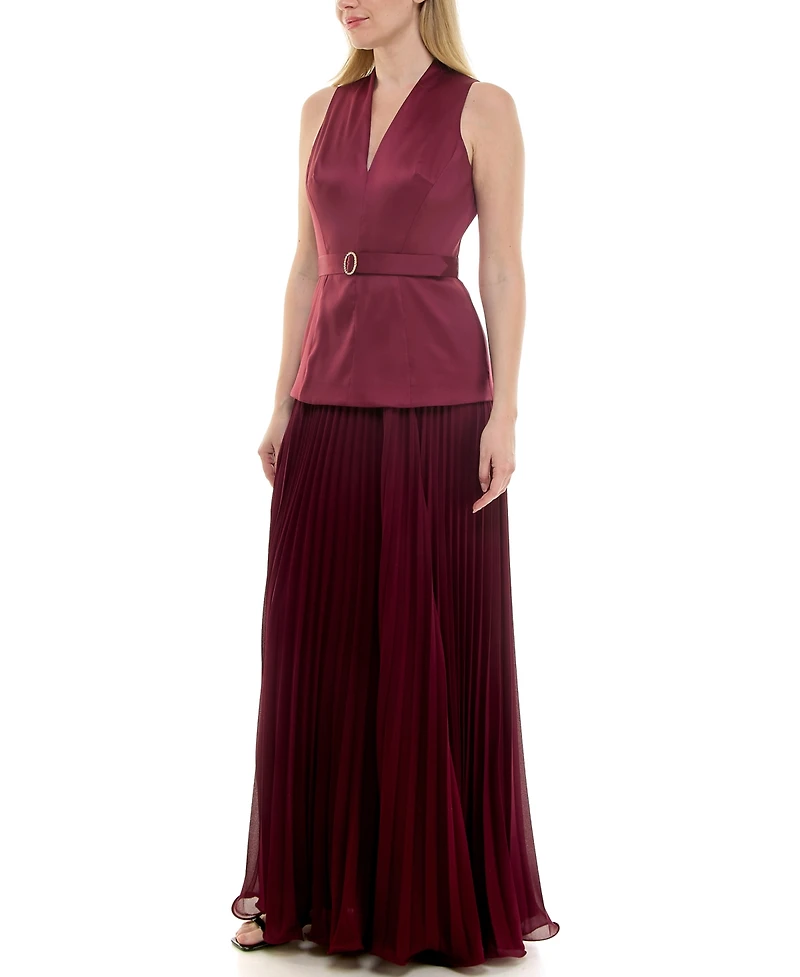 Taylor Women's V-Neck Pleat Detail Dress