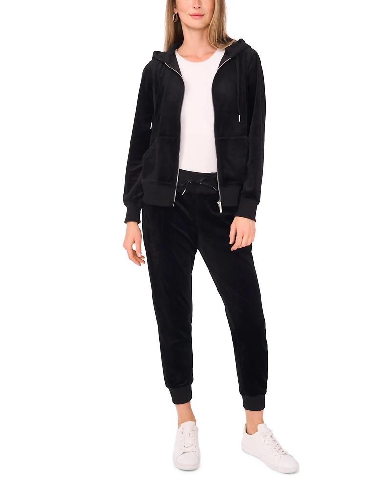 Vince Camuto Women's Velour Zip-Front Hoodie Jacket