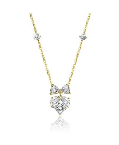 Rachel Glauber 14K Gold Plated with Clear Cubic Zirconia Heart Design Necklace