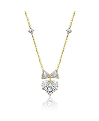 Rachel Glauber 14K Gold Plated with Clear Cubic Zirconia Heart Design Necklace