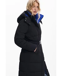 Desigual Women's Long padded jacket with belt