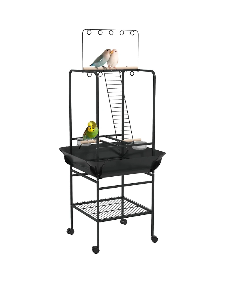 PawHut Bird Sd with Wheels for Indoor Outdoor Small Parrot, Dark