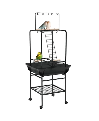 PawHut Bird Sd with Wheels for Indoor Outdoor Small Parrot, Dark