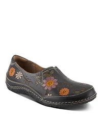 L'Artiste Women's Libora-Delite Handpainted Leather Floral Slip-On Shoes with Removable Insole
