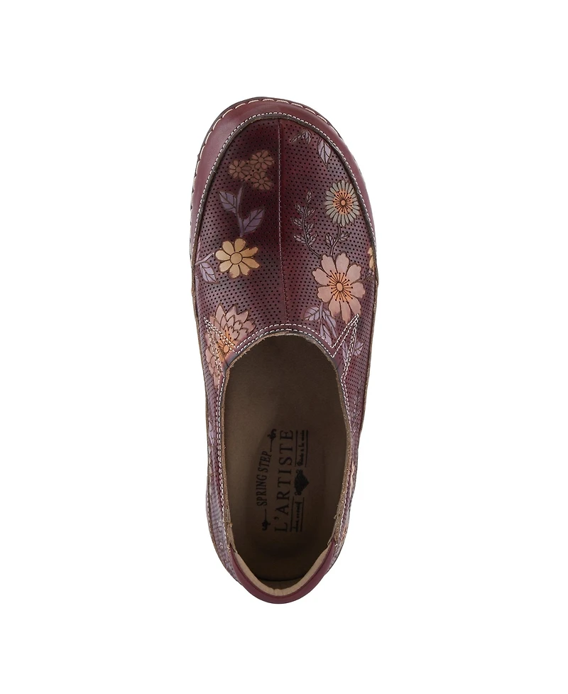 L'Artiste Women's Libora-Delite Handpainted Leather Floral Slip-On Shoes with Removable Insole