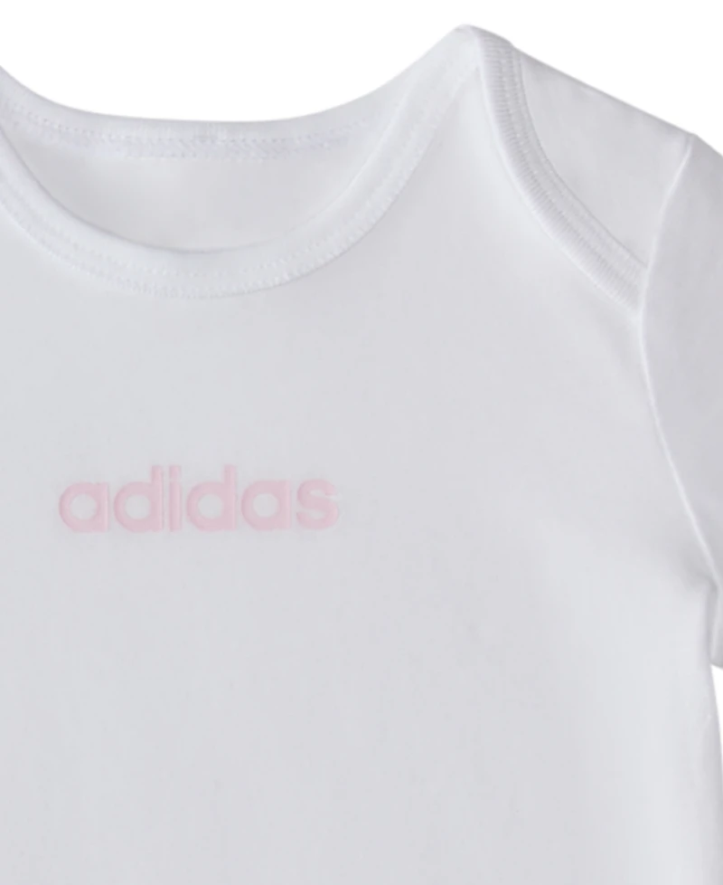 adidas Baby Girls 3-Piece Logo Bodysuits and Pants Set