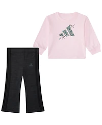 adidas Baby Girls 2-Piece Graphic T-shirt and Flared Pants Set