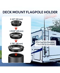 Yescom Rv Ladder Mounted Flagpole Holder Camper Trailer Truck Fits 1" to 2 3/8" Pole