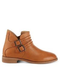 Azura Spring Step Pristina Leather Bootie with Double Decorative Buckles and Inside Zipper