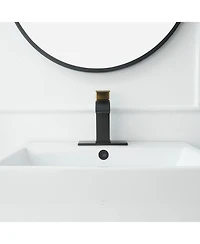 Greenspring Waterfall Single Hole Single-Handle Low-Arc Bathroom Sink Faucet With Pop-up Drain Assembly In Gold Black