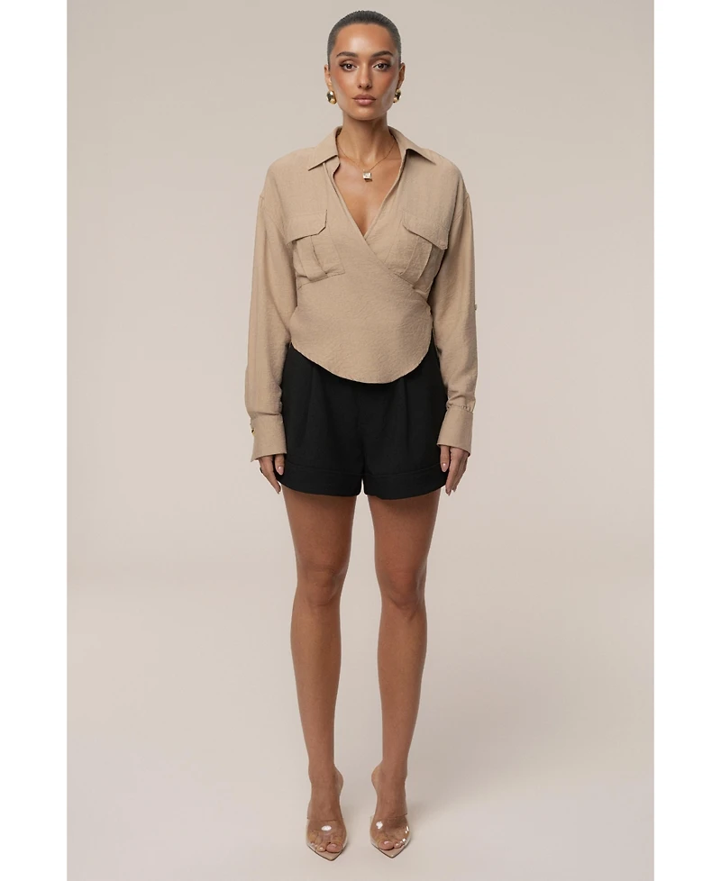 Jluxlabel Women's Drift Collared Cargo Top