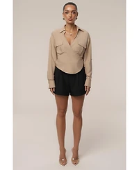 Jluxlabel Women's Drift Collared Cargo Top