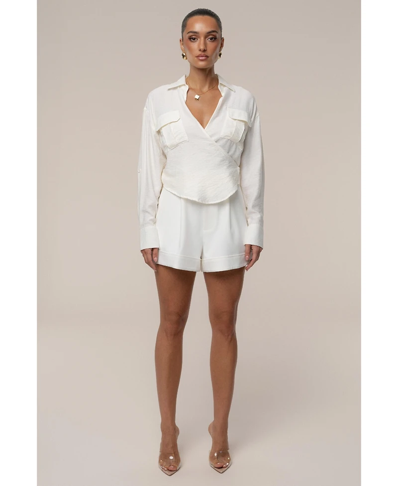 Jluxlabel Women's Drift Collared Cargo Top