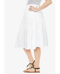 Woman Within Women's Elastic-Waist Knit Tiered Skirt