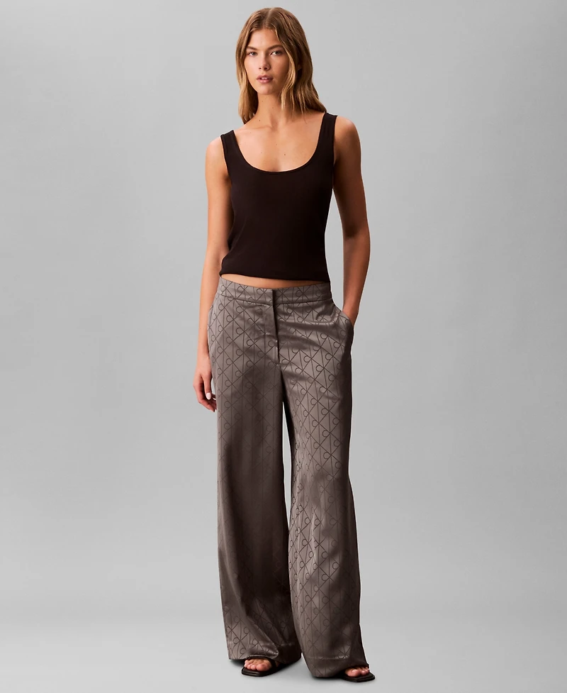 Calvin Klein Women's All-Over Print Wide Leg Trousers