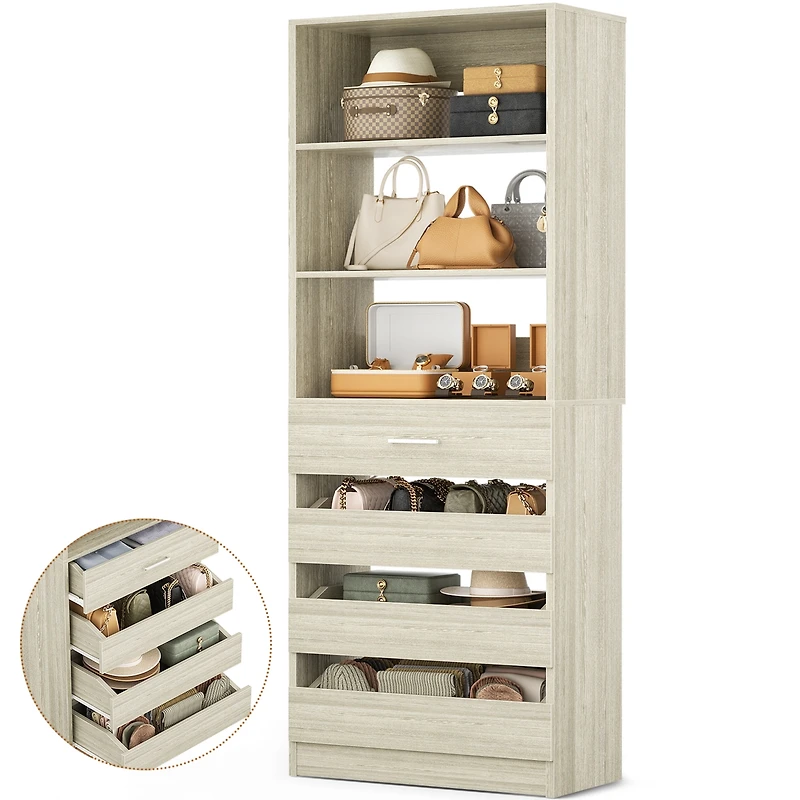 21.3'' Freestanding Closet Organizer System with 4 Drawers and Shelves
