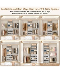 Aheaplus 8FT Wall Mounted Closet System with 4 Drawers and Hanging Rods, Garment Rack Shelves