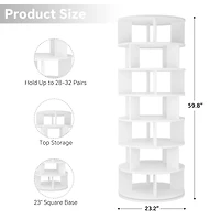 7-Tier Rotating Shoe Rack, 360° Display Wooden Revolving Shoe Rack Tower