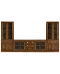 Furniture Amren 85" Wood 4 Door Console with Hutches and 2 Bases Drawers
