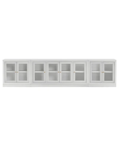 Furniture Amren 65" Wood 2 Door Console with 2 Door Hutches and 2 Door Bases