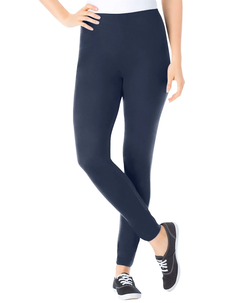 Woman Within Women's Within Stretch-Cotton Knit Pull-On Leggings