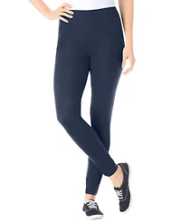 Woman Within Women's Within Stretch-Cotton Knit Pull-On Leggings