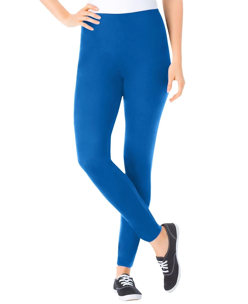 Woman Within Women's Stretch-Cotton Knit Pull-On Leggings