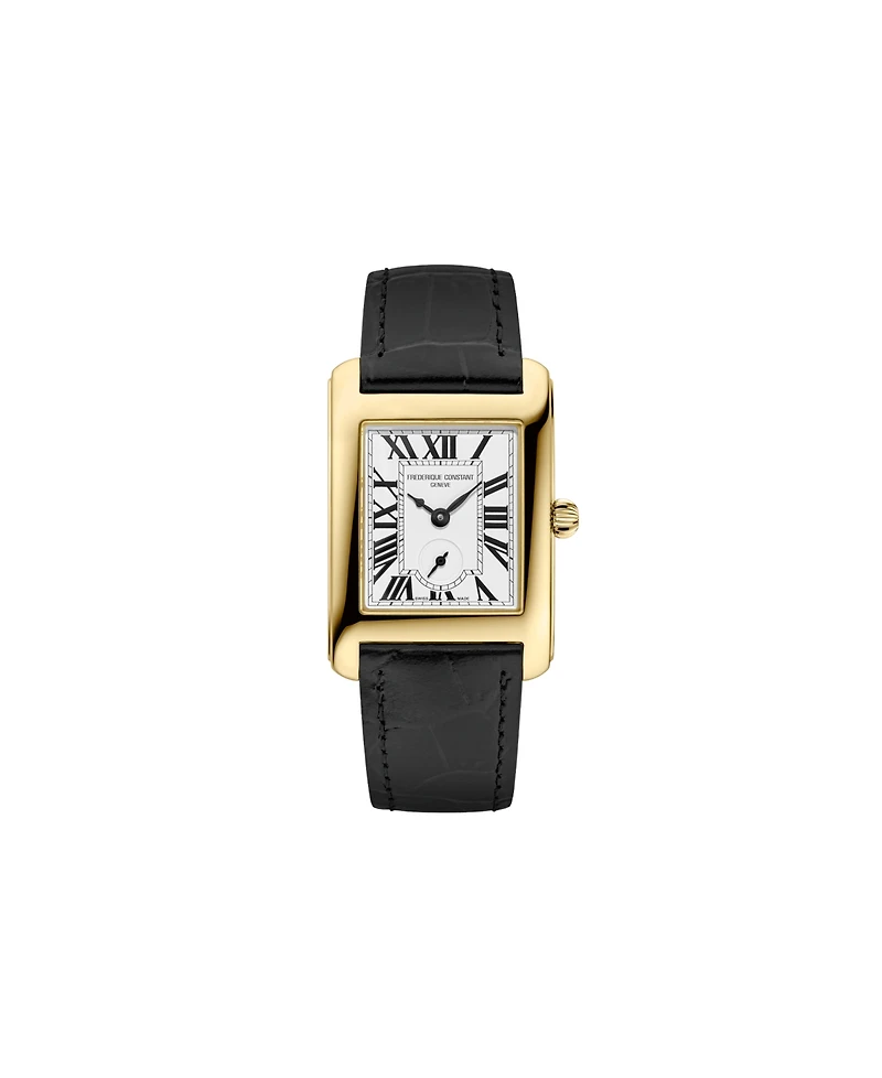 Frederique Constant Women's Carree Black Leather Strap Watch, 25.2mm