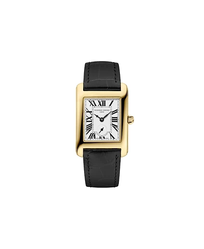 Frederique Constant Women's Carree Black Leather Strap Watch, 25.2mm