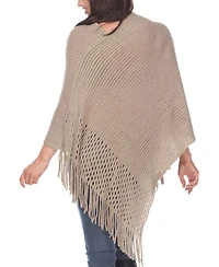 White Mark Women's Cable Knit Poncho Sweater