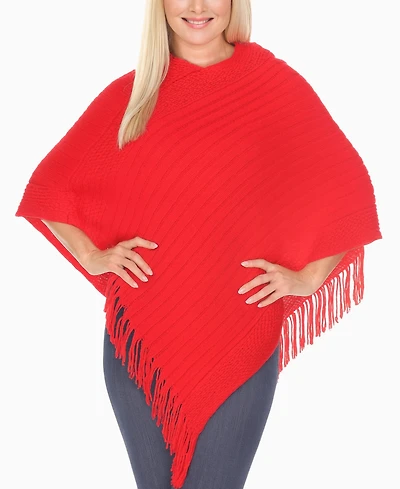 White Mark Women's Pullover Knit Poncho Sweater