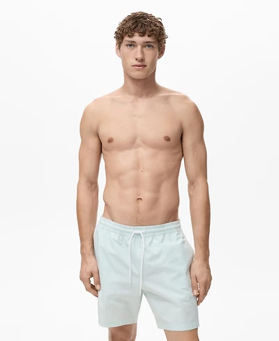 Mango Men's Seersucker Swimming Trunks