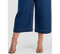 Anne Klein Plus High Rise Cropped Wide-Leg Jeans
