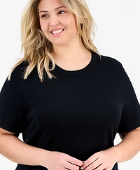 Anne Klein Plus Short Sleeve Merino Wool Sweater