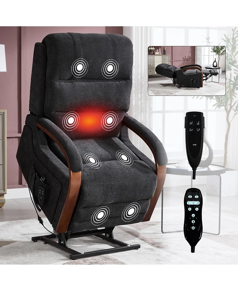 Lift Chair Dual Motor Infinite Position Recliners Up to 350 Lbs with Solid Wood Armrests and Heat Massage