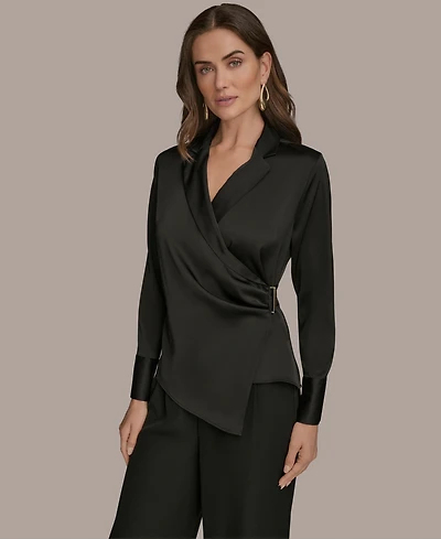 Donna Karan New York Women's Long-Sleeve Collared Blouse