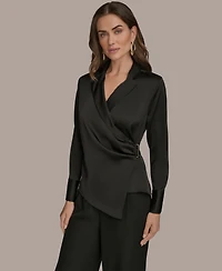 Donna Karan New York Women's Long-Sleeve Collared Blouse