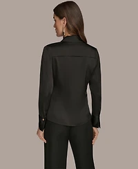 Donna Karan New York Women's Long-Sleeve Collared Blouse