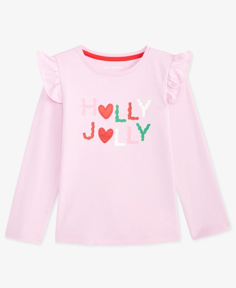 Epic Threads Girls Toddler 2T-4T Holly Jolly Long Sleeve T-Shirt